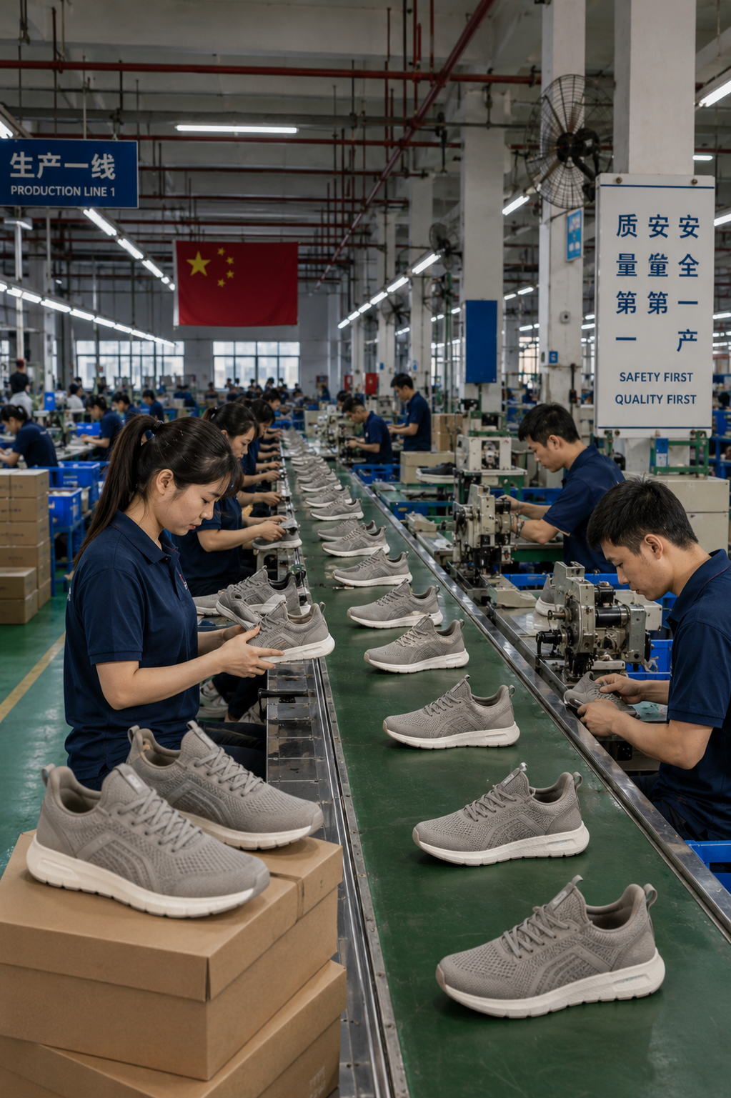 Footwear production line at a Trend Sourcing partner factory in China